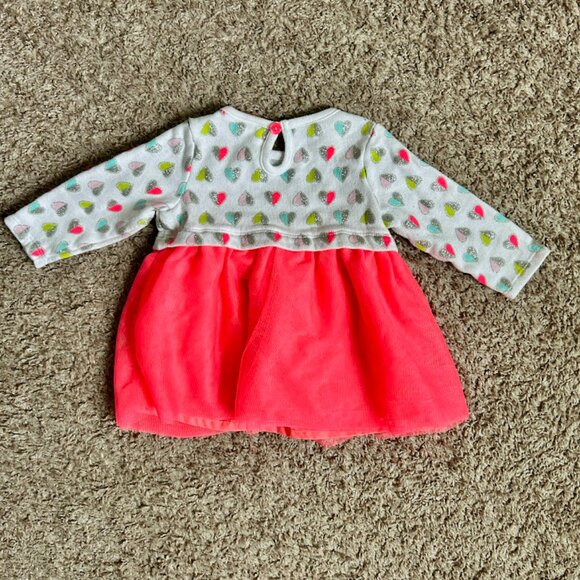 EUC I Girls' Polka Dot Heart Sweater Dress with Pink Tulle Skirt I Size: 3-6M - Picture 4 of 4